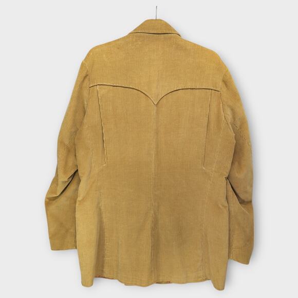 Mens Vintage Pioneer Wear Western Camel Tone Corduroy 3 Button Jacket Coat  42L - Picture 6 of 7